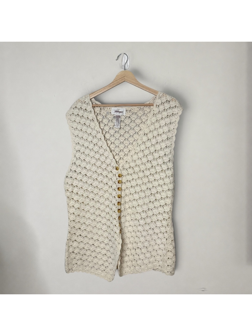 Crocheted Cream Cottagecore Boho Vest 90s